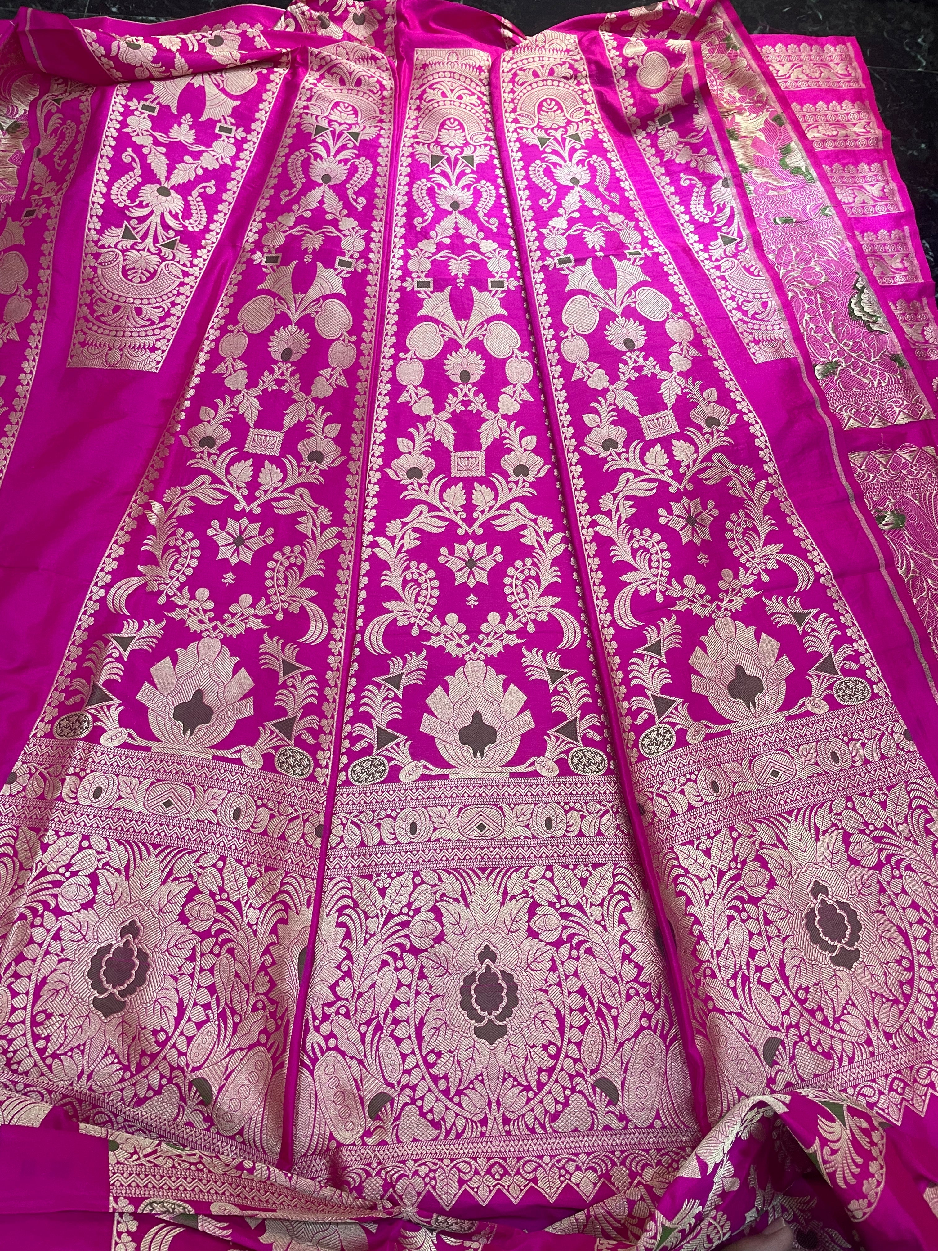 Aarohi Pink Handwoven Pure Silk Banarasi Lehenga