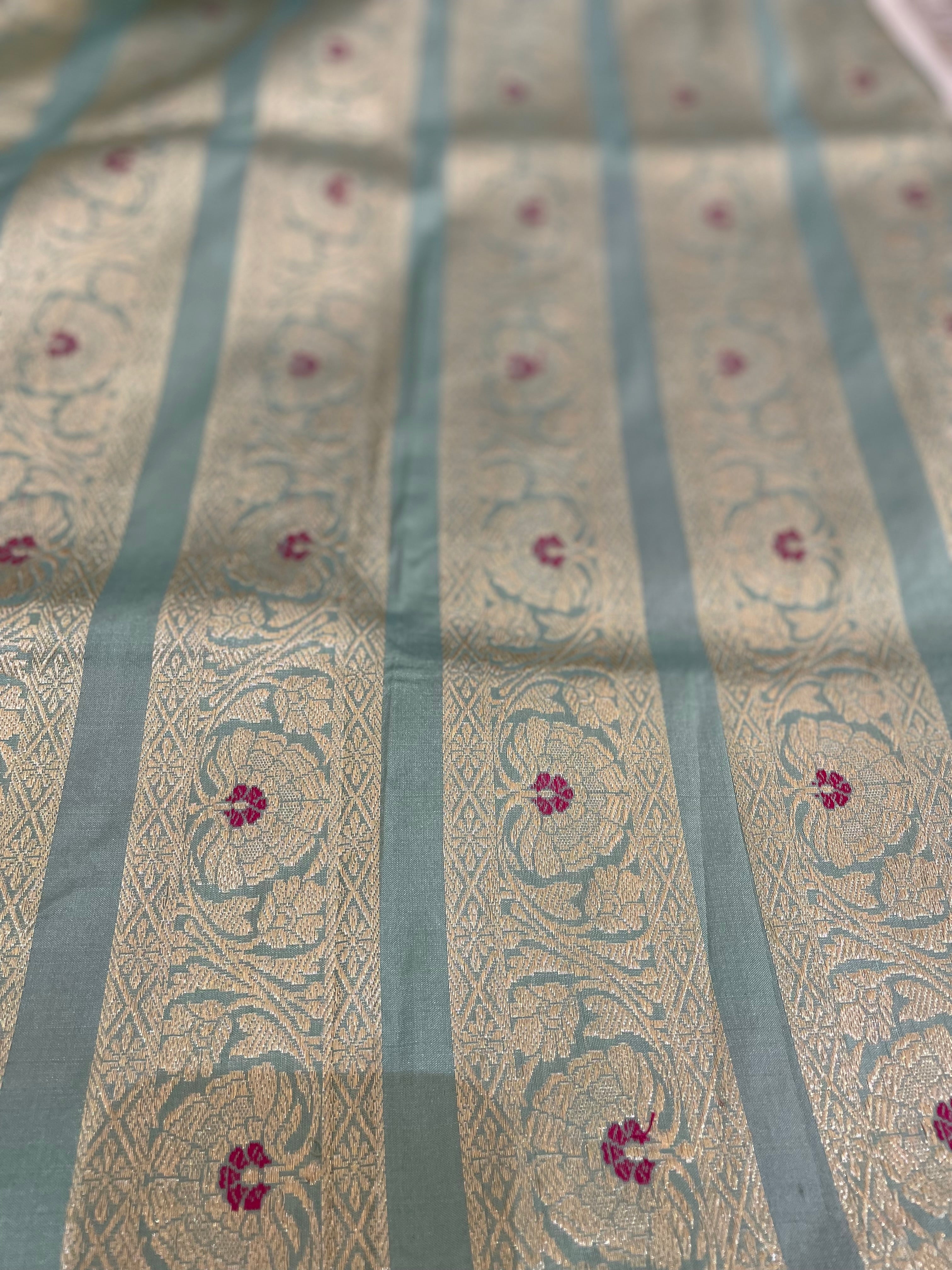 Mandala Pastel Handwoven Pure Silk Banarasi Meenakari Lehenga