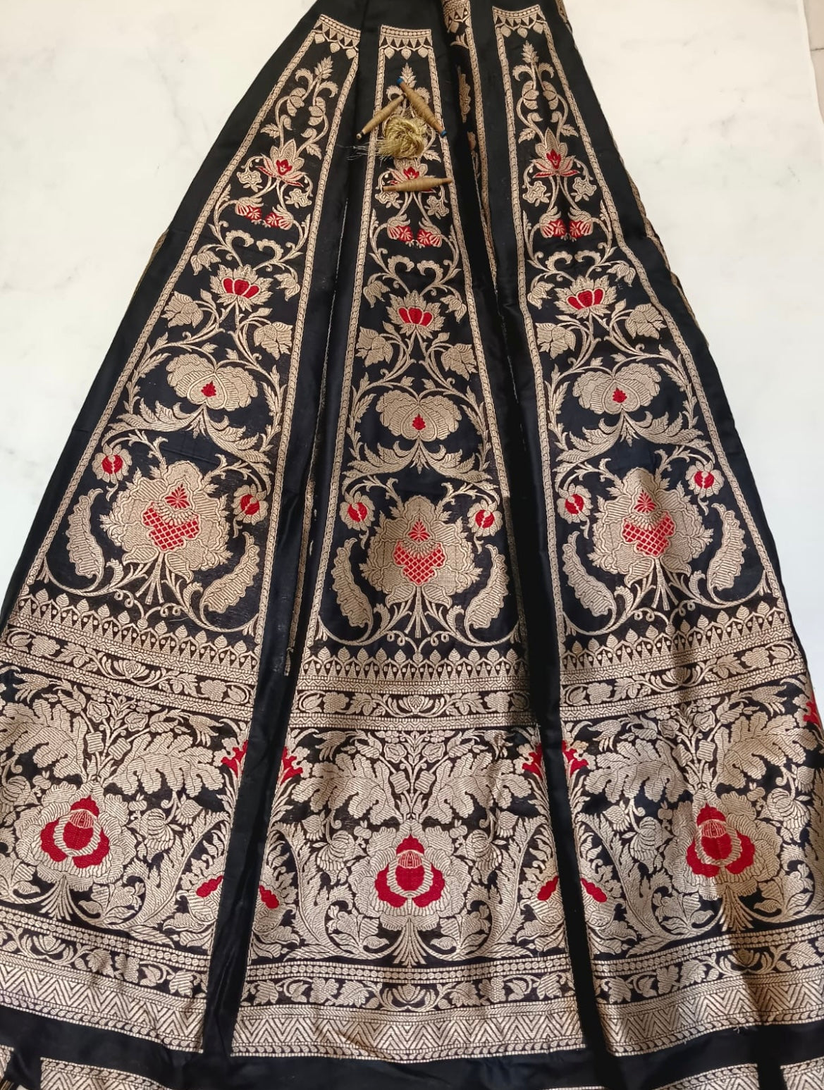 Tanvi Black Handwoven Banarasi Pure Silk Lehenga