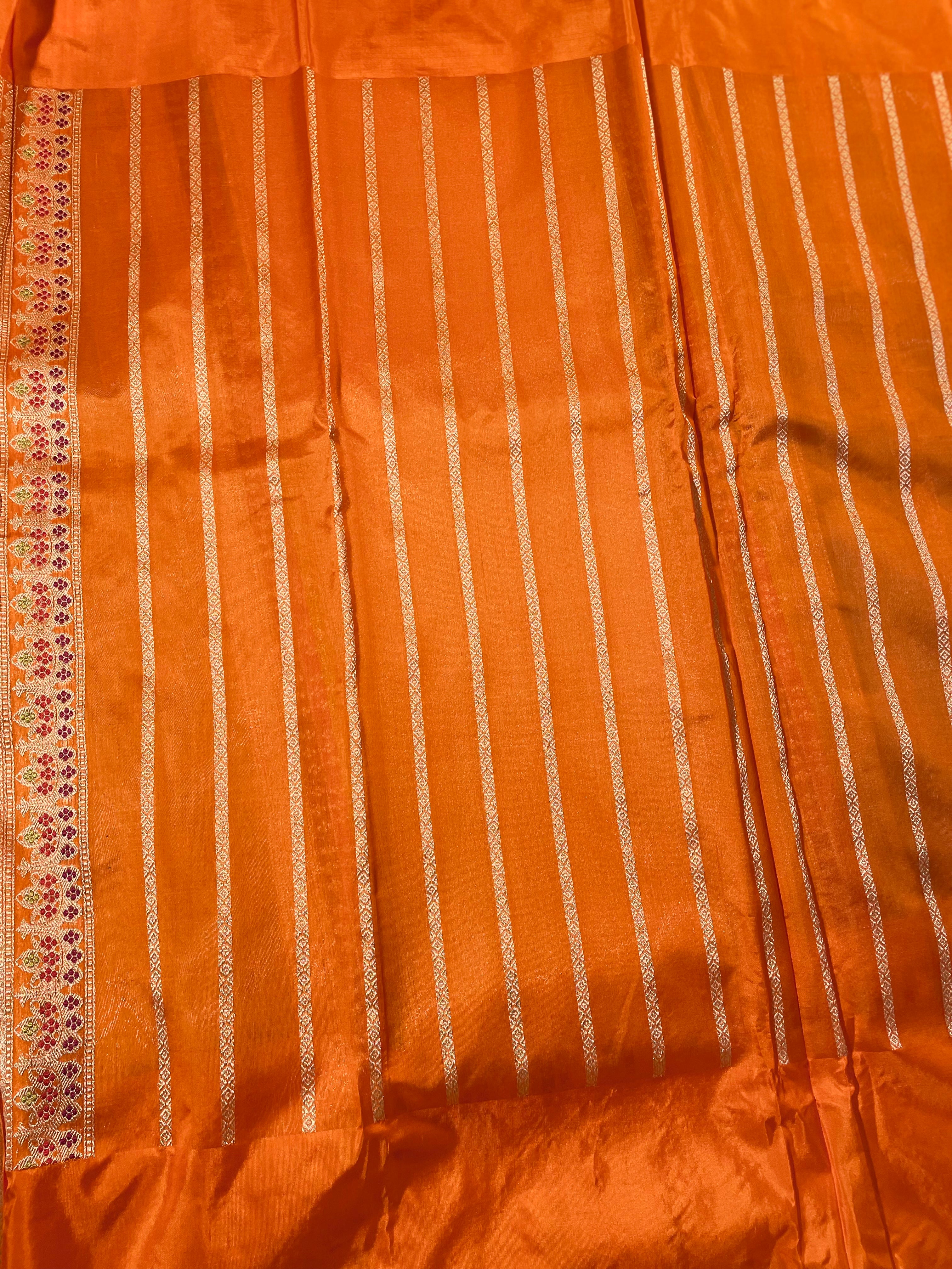 Blue Pure Tissue Kora Saree With Contrast Border with Meenakari