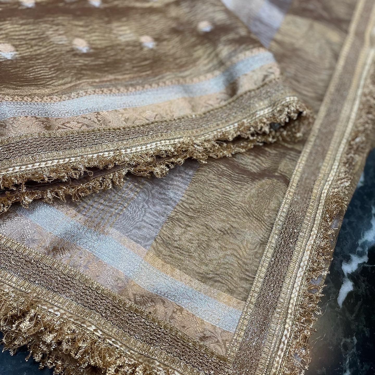 Gold Crush Tissue Banarasi Saree with Embellished Border