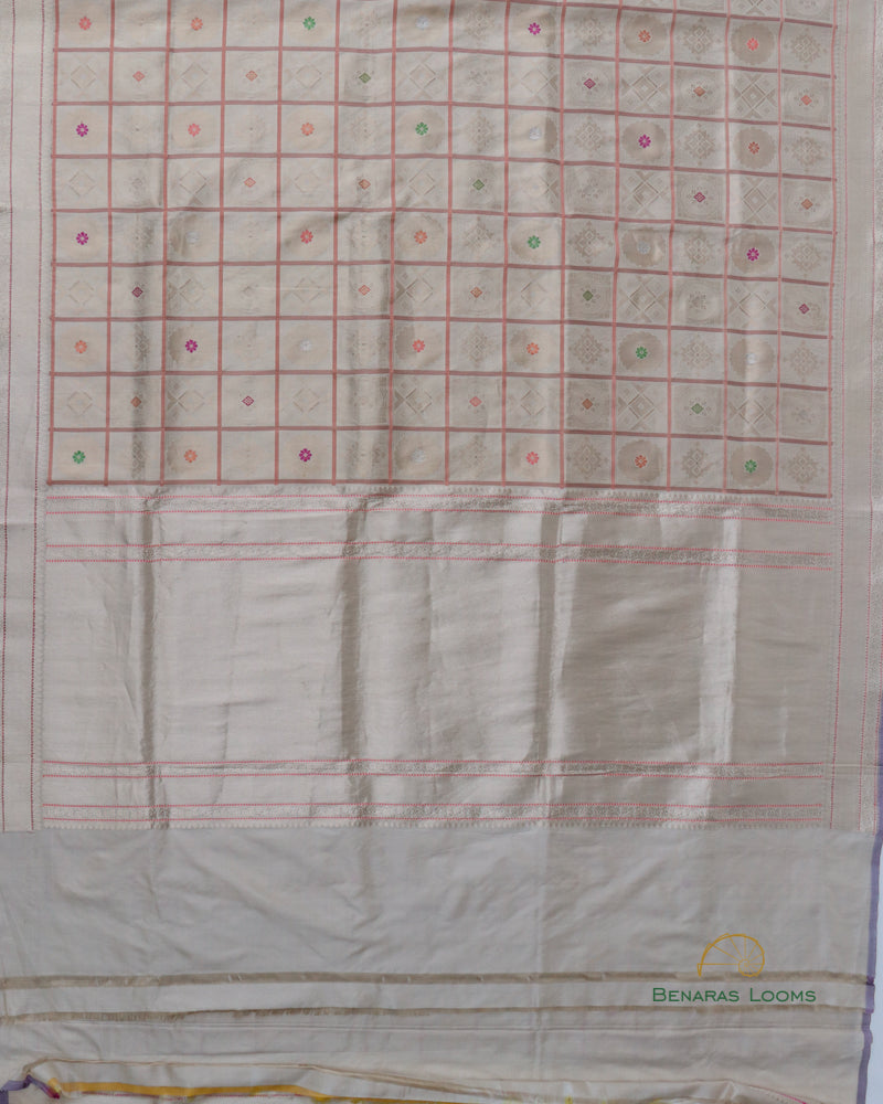 Cream Handwoven Pure Silk Banarasi Saree