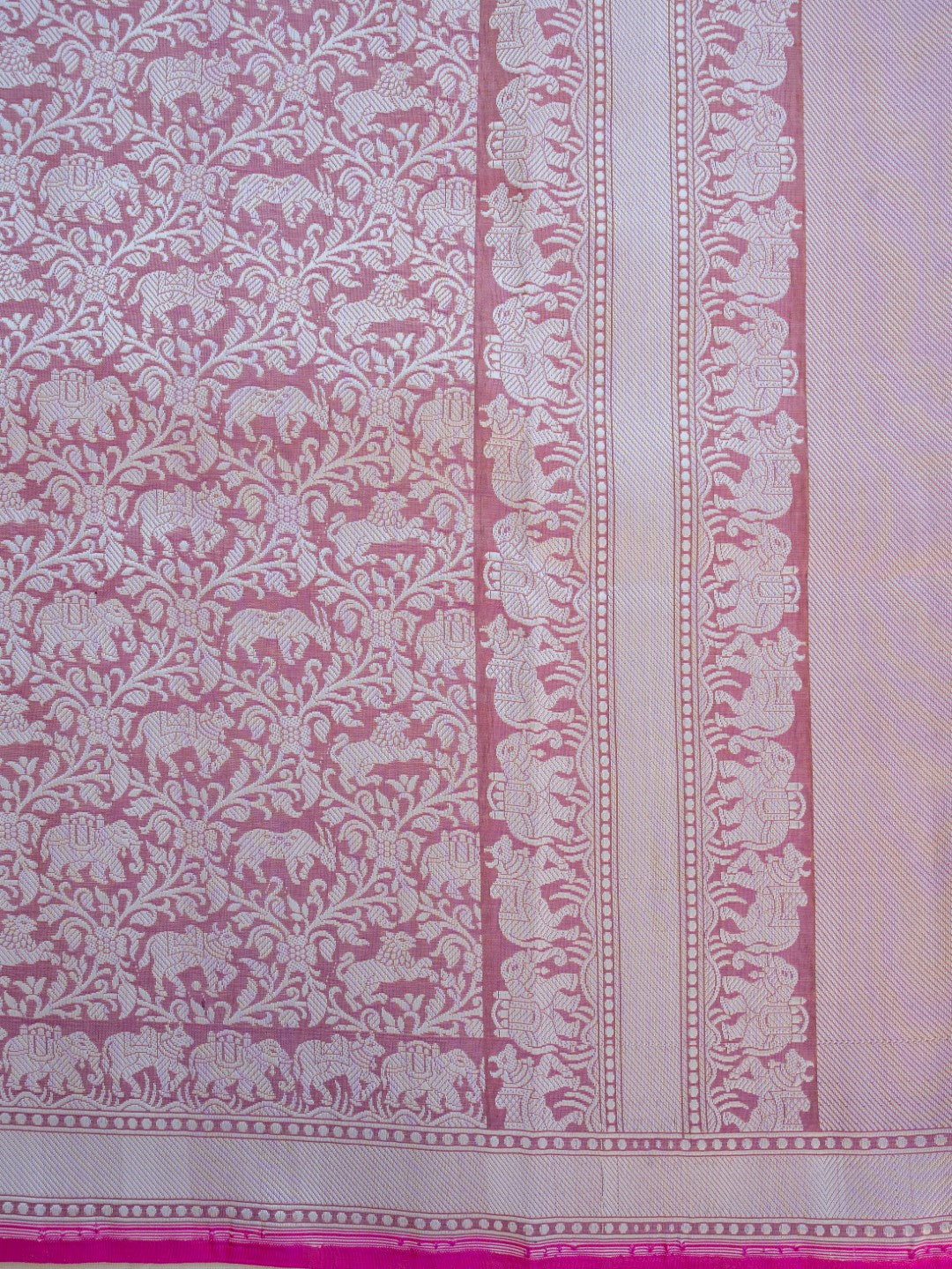 Pastel Handwoven Shikargah Pure Tissue Silk Banarasi Saree