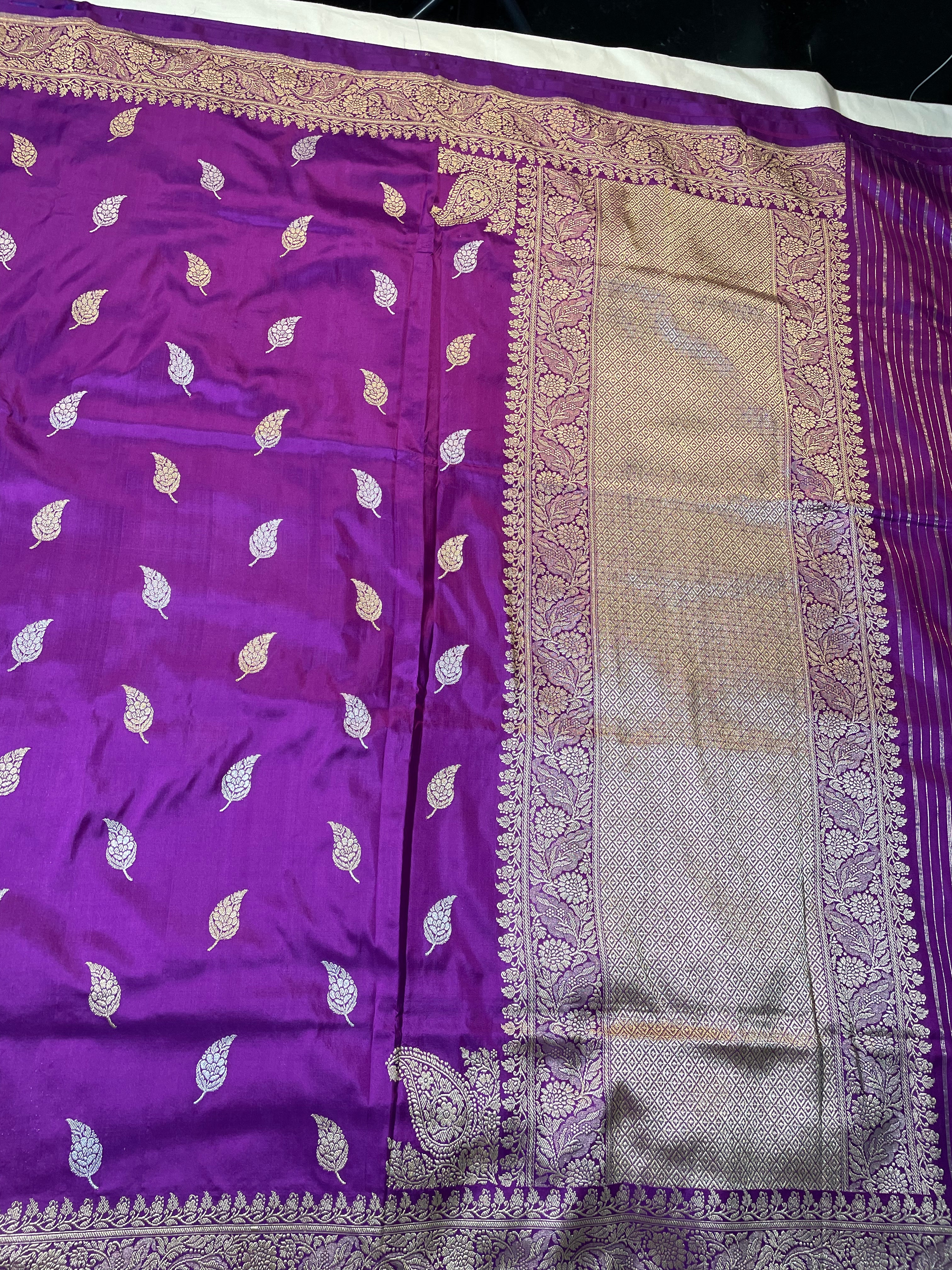 Purple Kadhua Buti Banarasi Saree with Koniya