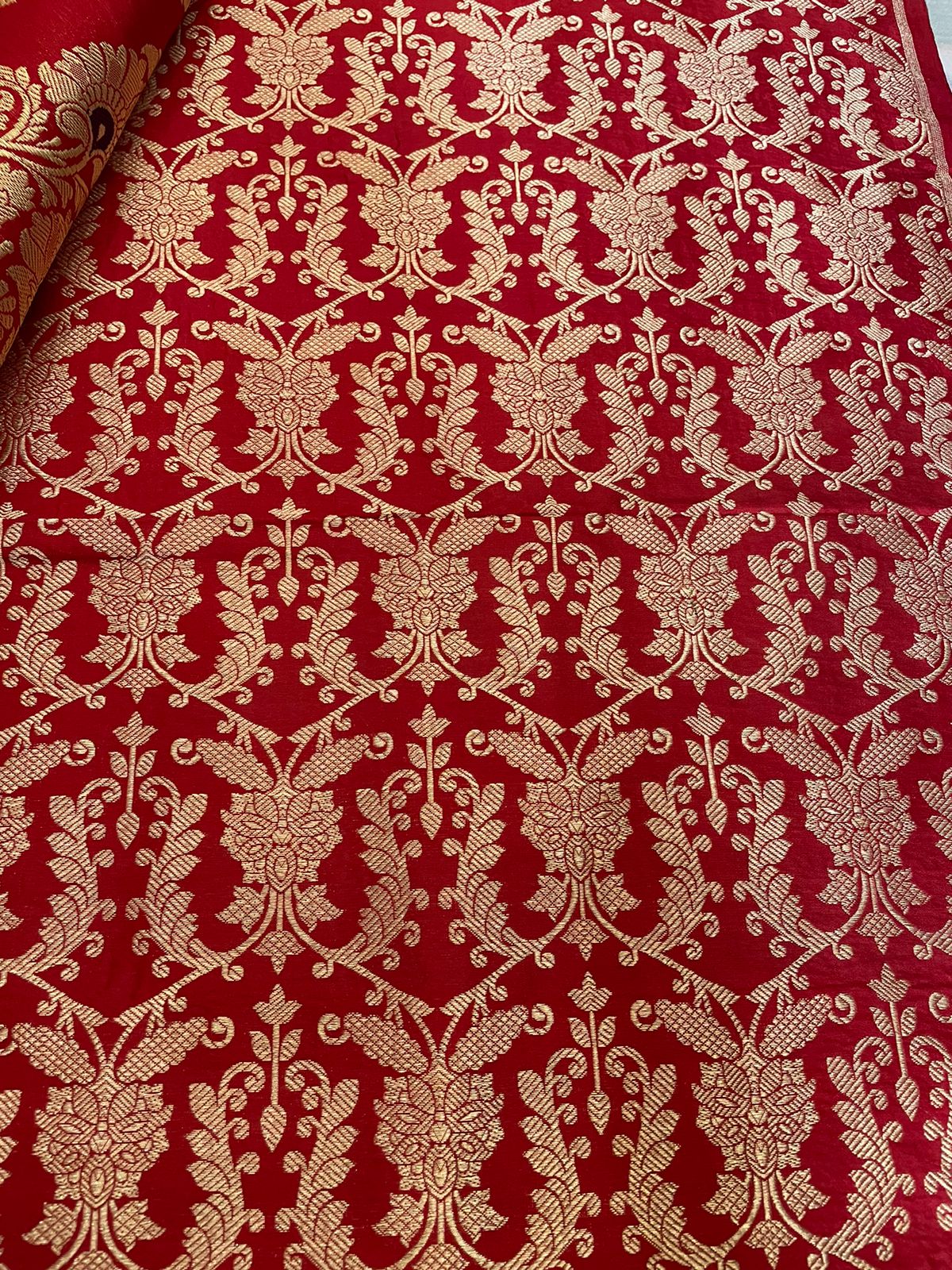 Anupama Red Handwoven Pure Silk Banarasi Lehenga