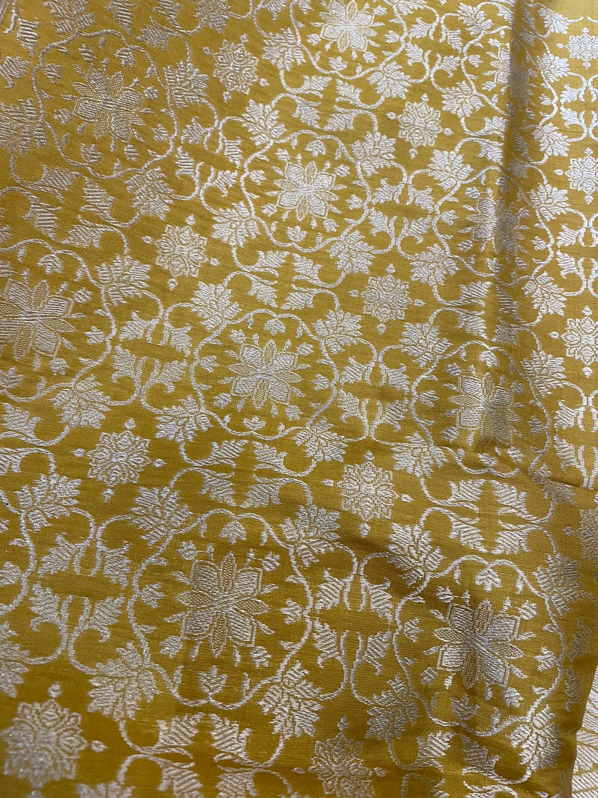 Mandala Yellow Handwoven Pure Silk Banarasi Lehenga
