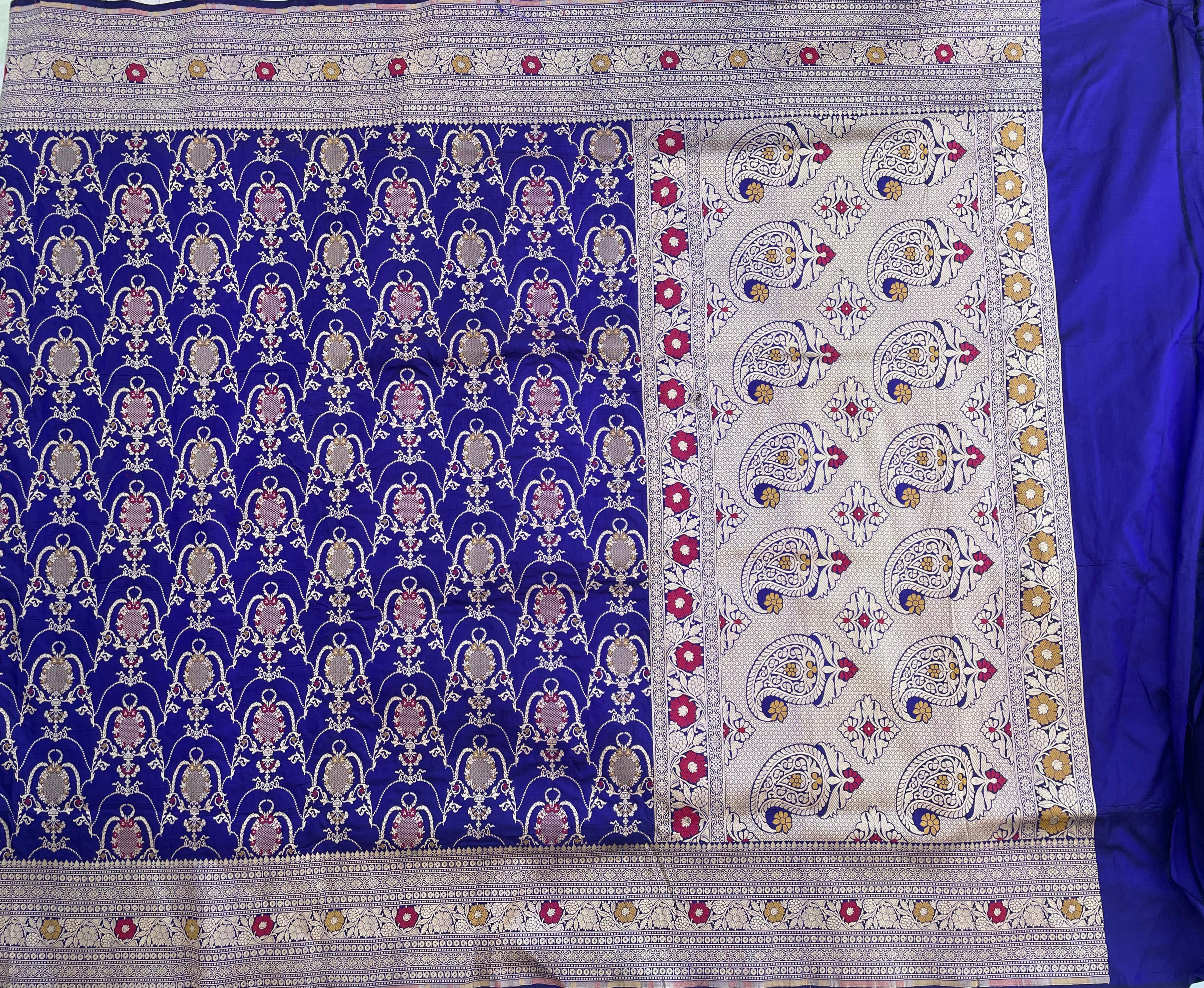 Purple Handloom Banarasi Pure Silk Meenakari Jangla Saree