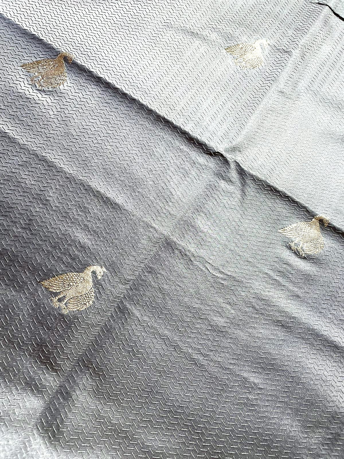 Grey Handwoven Pure Silk Fabric