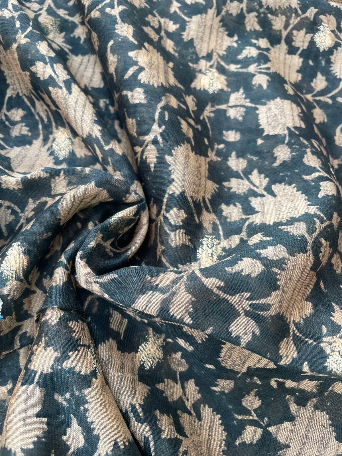 Green Digital Printed Chanderi Cotton Banarasi Suit Fabric