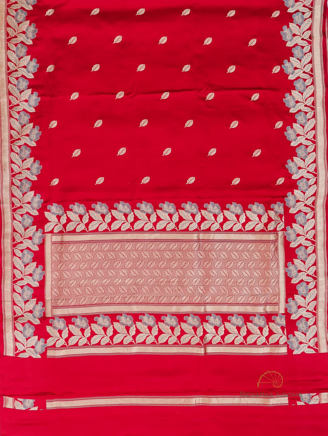 Red Handloom Satin Silk Kadhua Butidar Banarasi Saree