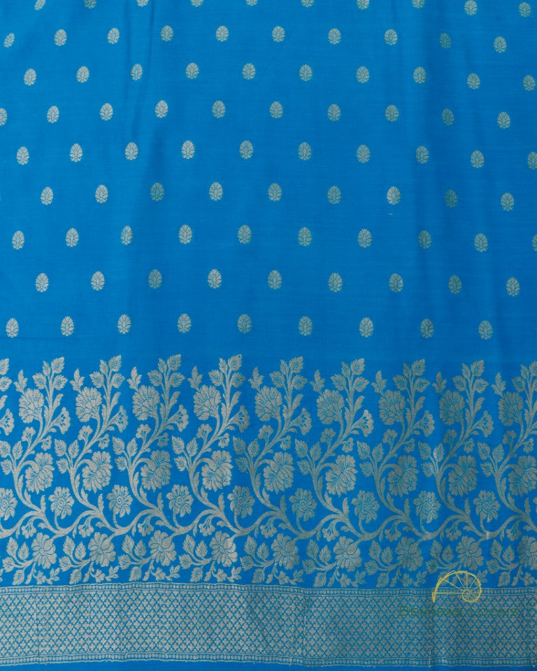 Blue Pure Munga Unstitched Banarasi Suit Set