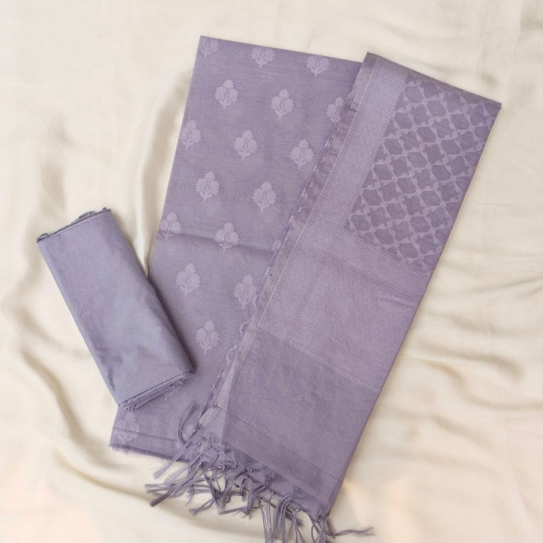 Grey Banarasi Cotton Suit Set