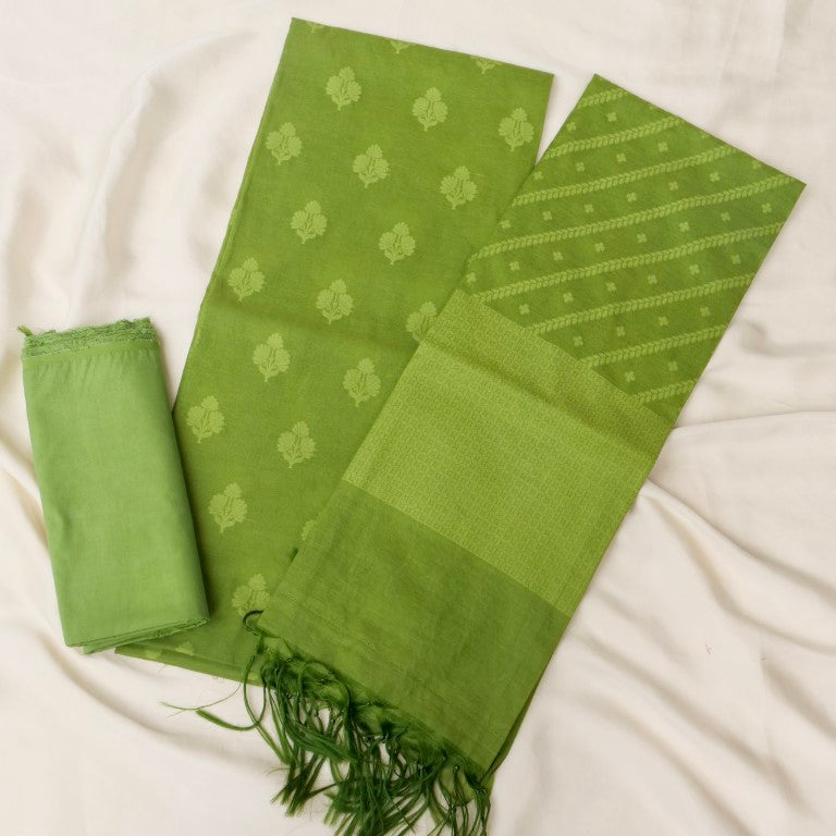 Green Banarasi Cotton Suit Set