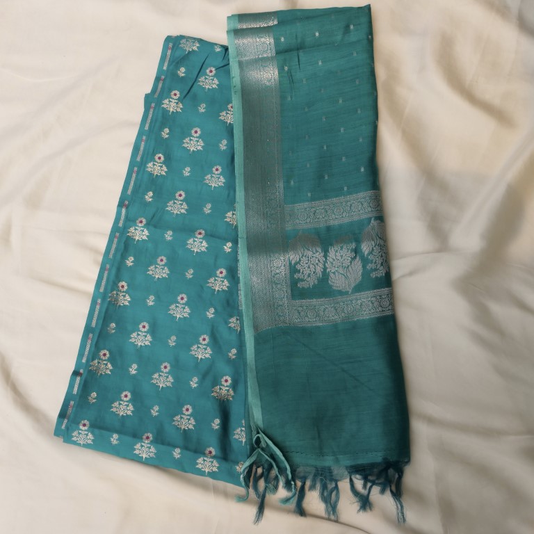 Blue Banarasi Chiniya Silk Suit Set
