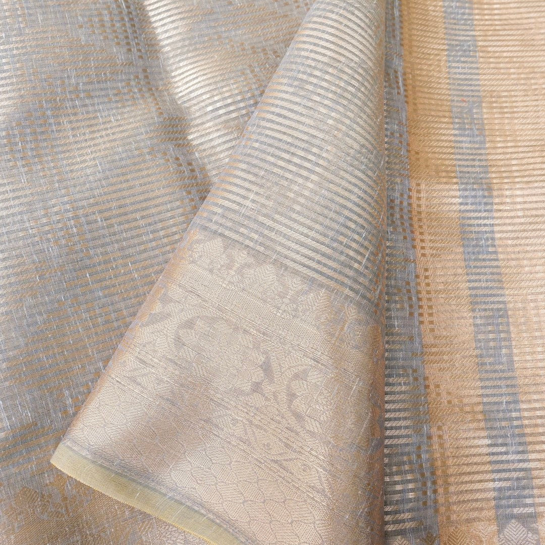 Linen Grey Woven Banarasi Saree with Skirt Border