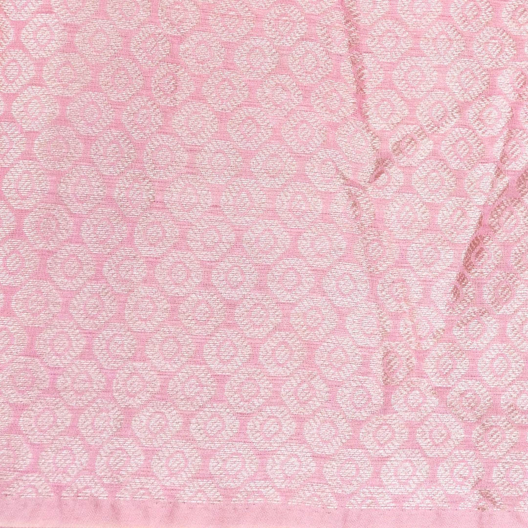 Light Pink Cotton Adha Jaal Pattern Woven Banarasi Saree