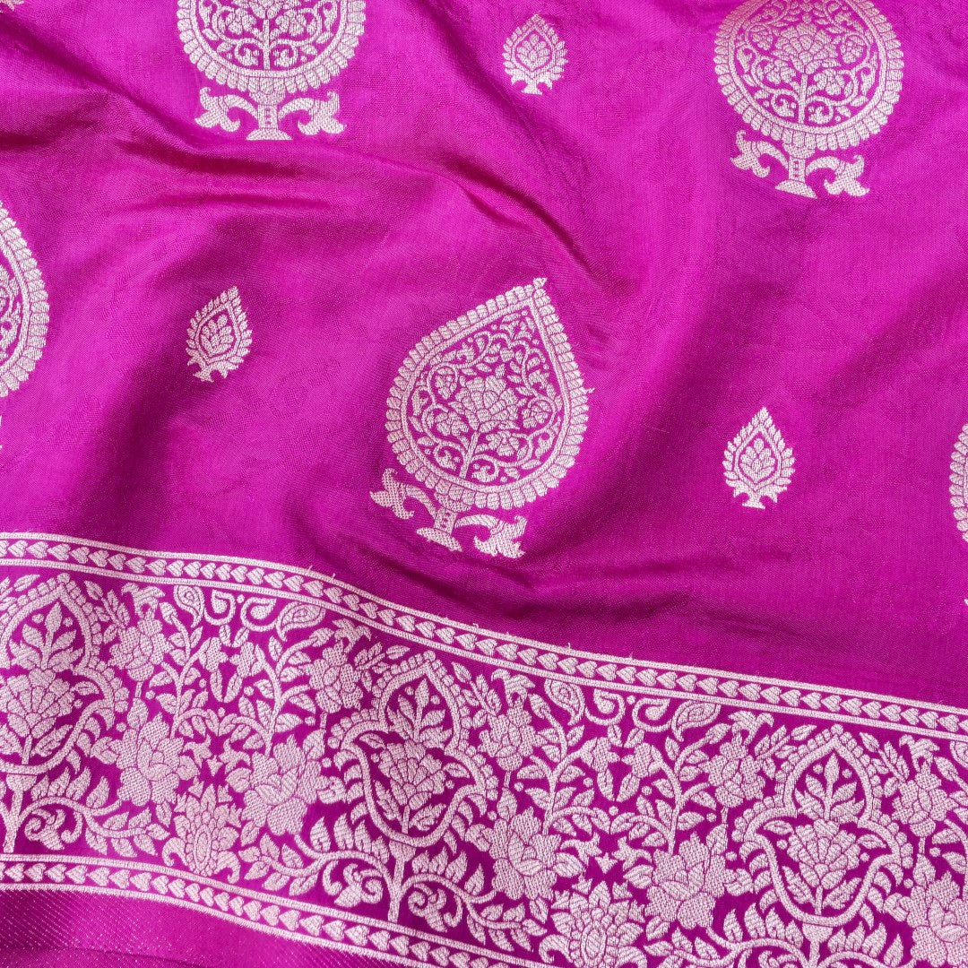 Purple Tanchoi Allover Butis Semi Silk Banarasi Saree