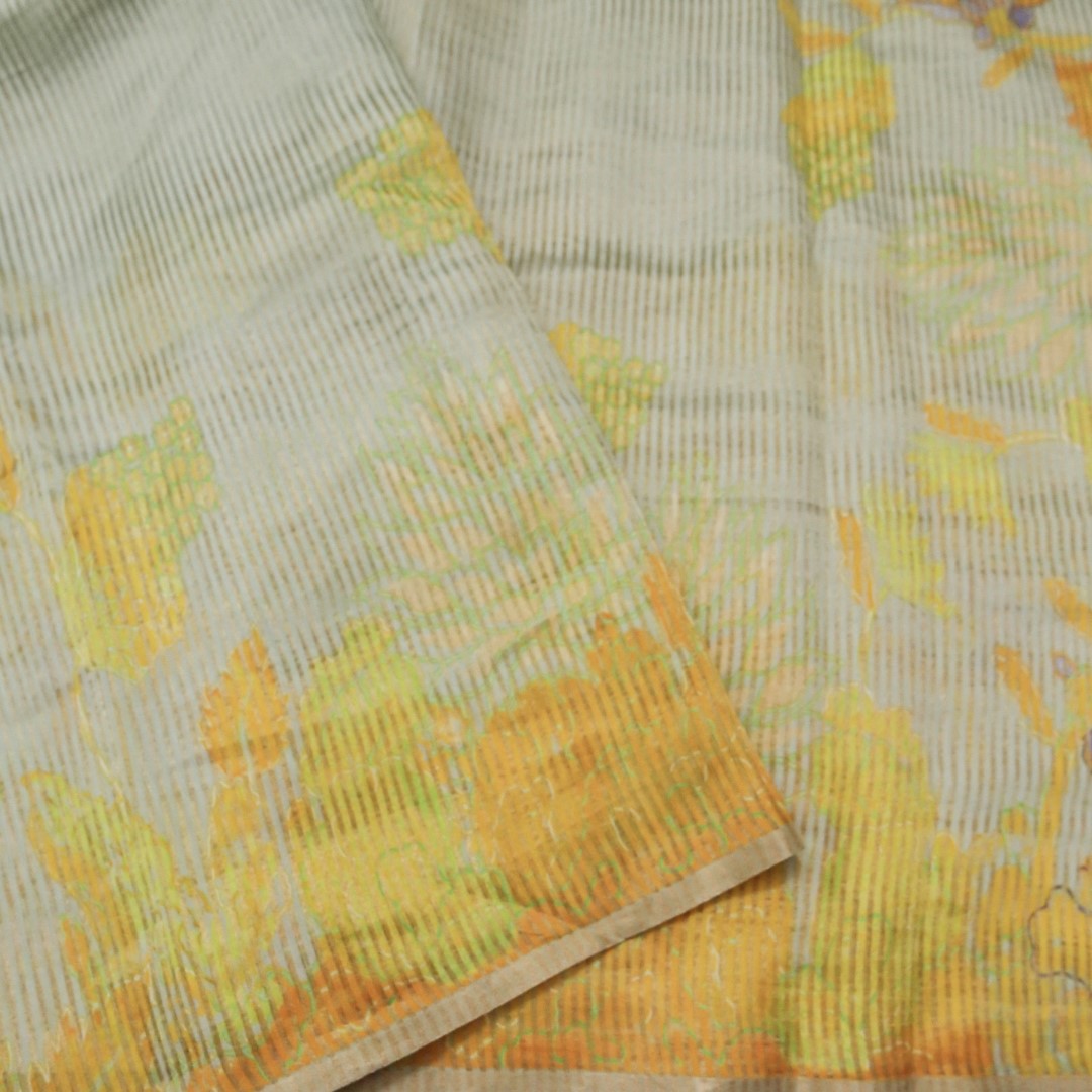 Light Blue Striped Pure Tissue Silk Saree