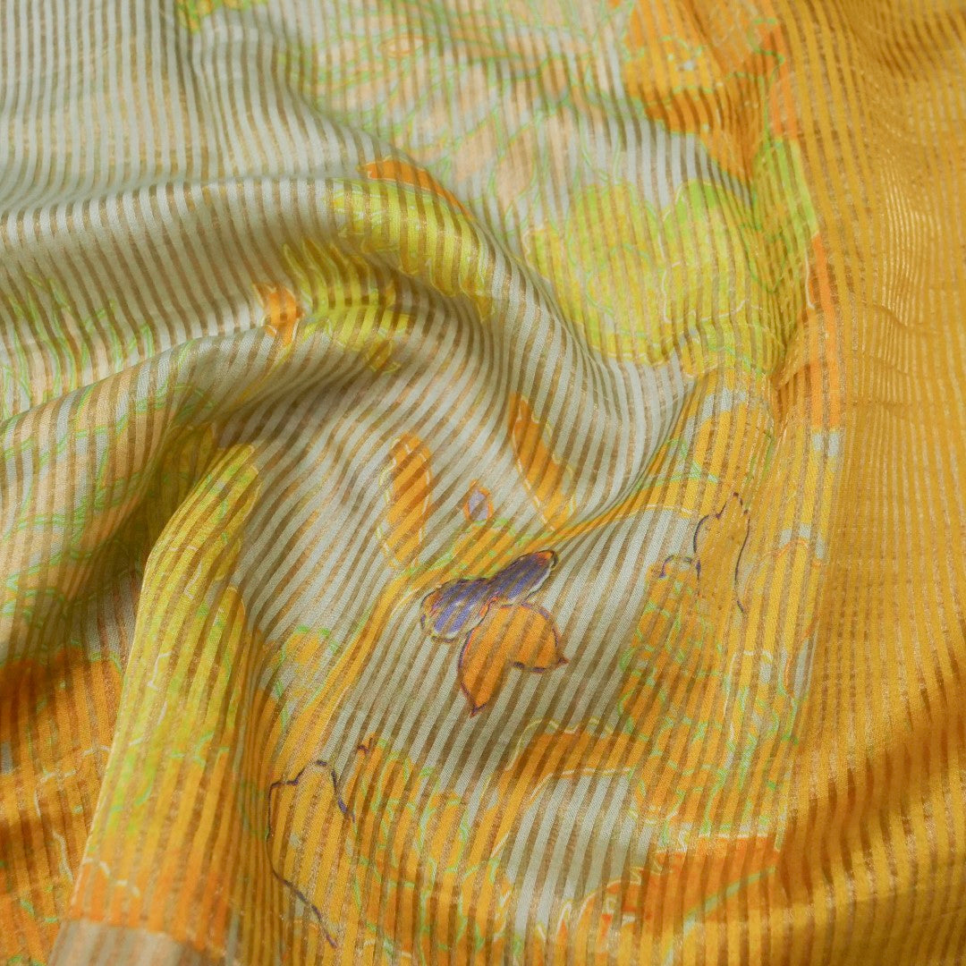 Light Blue Striped Pure Tissue Silk Saree