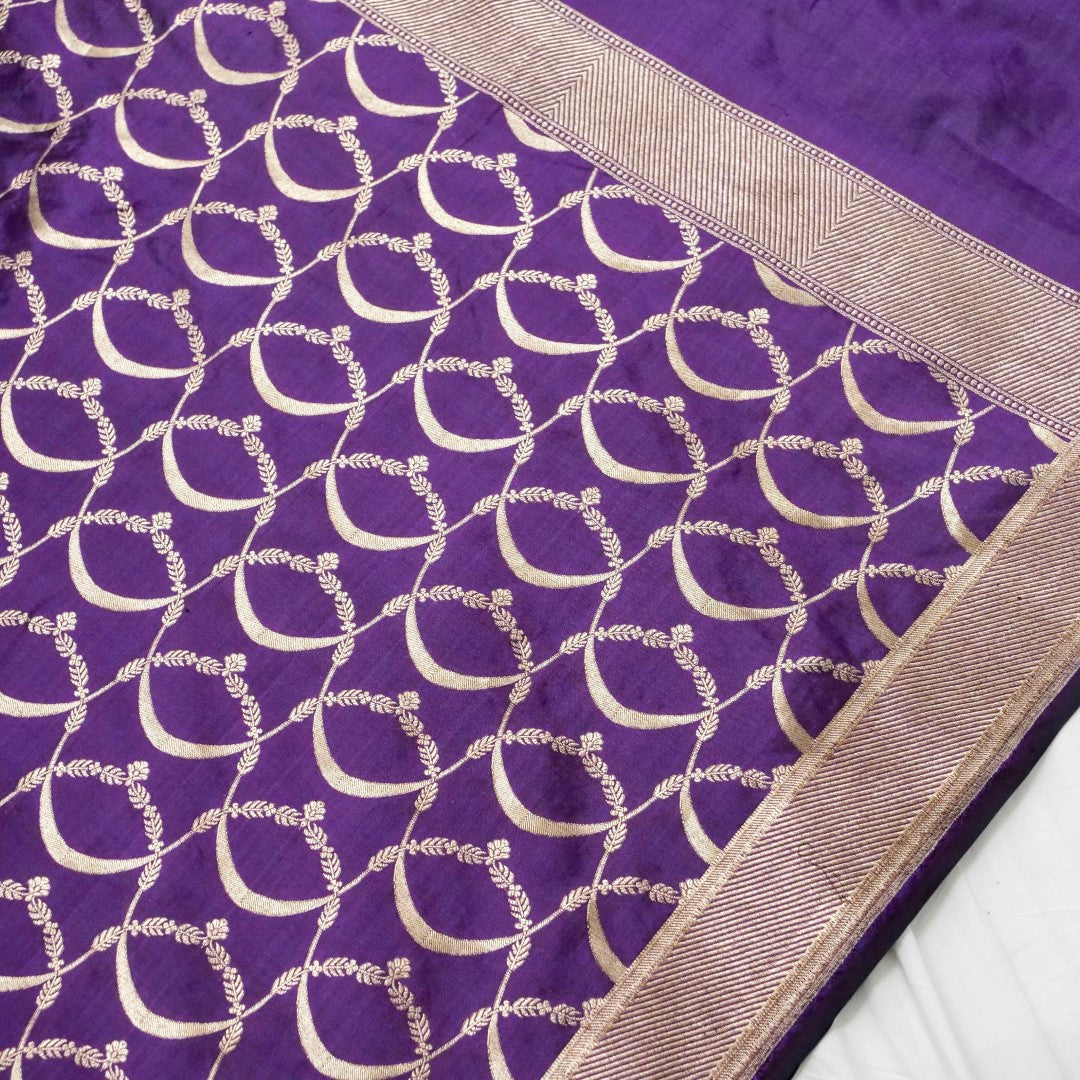 Purple Handwoven Banarasi Pure Kataan Silk Dupatta