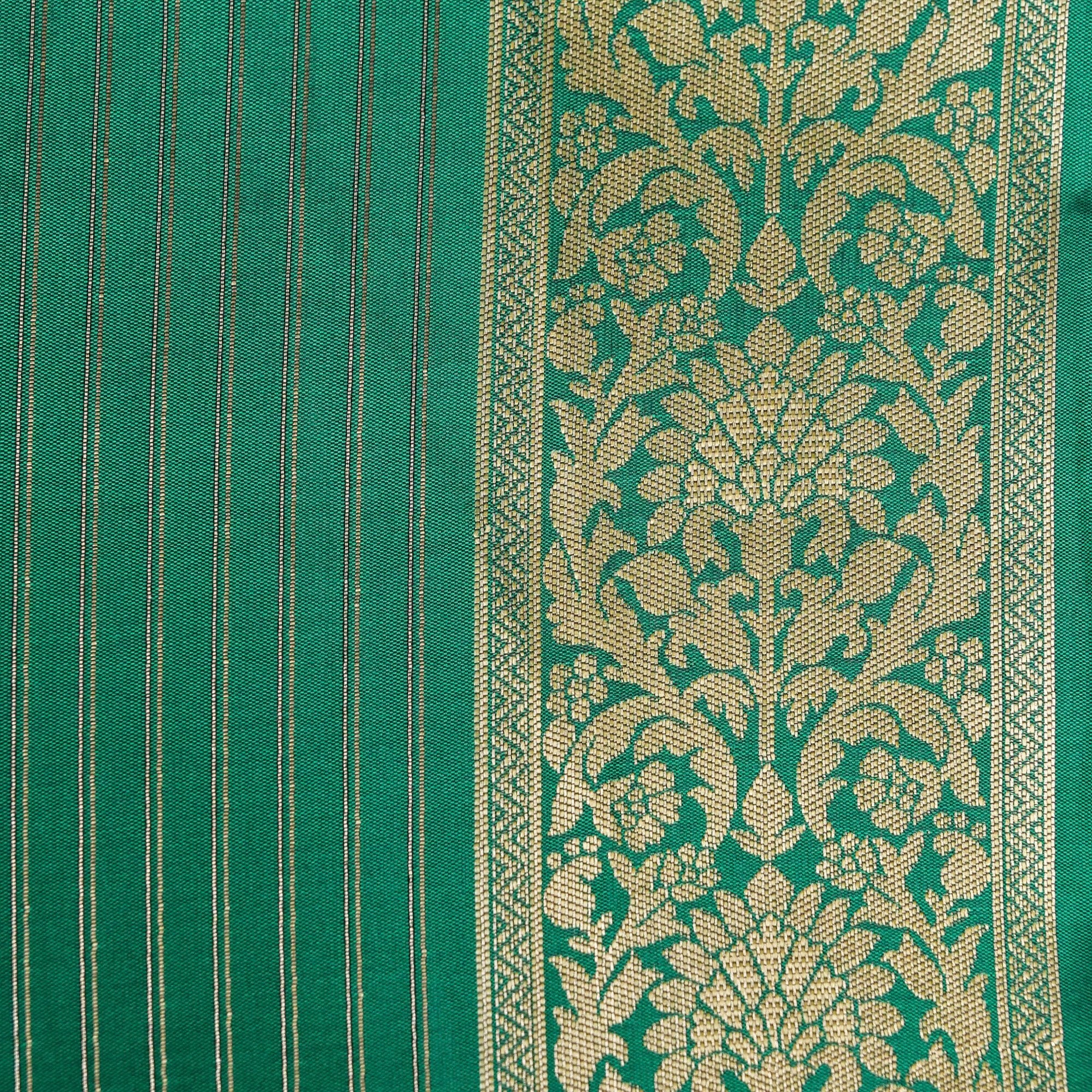 Green Banarasi Silk Saree with Zari Floral Jaal