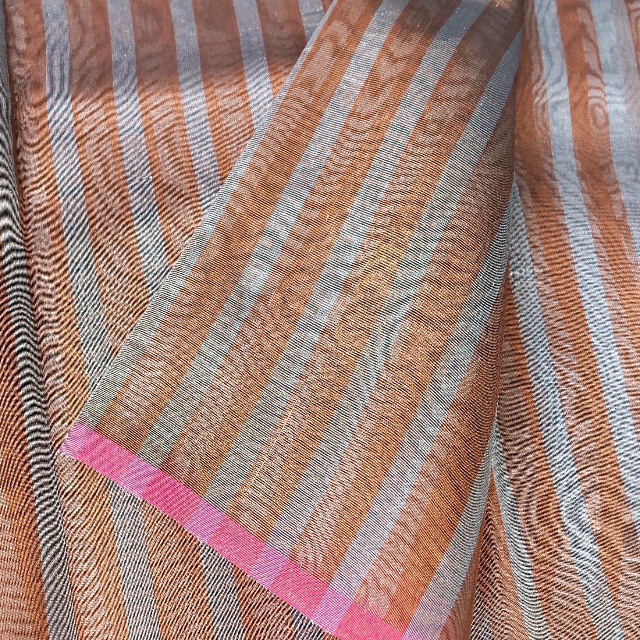 Striped Tissue Banarasi Saree without Border