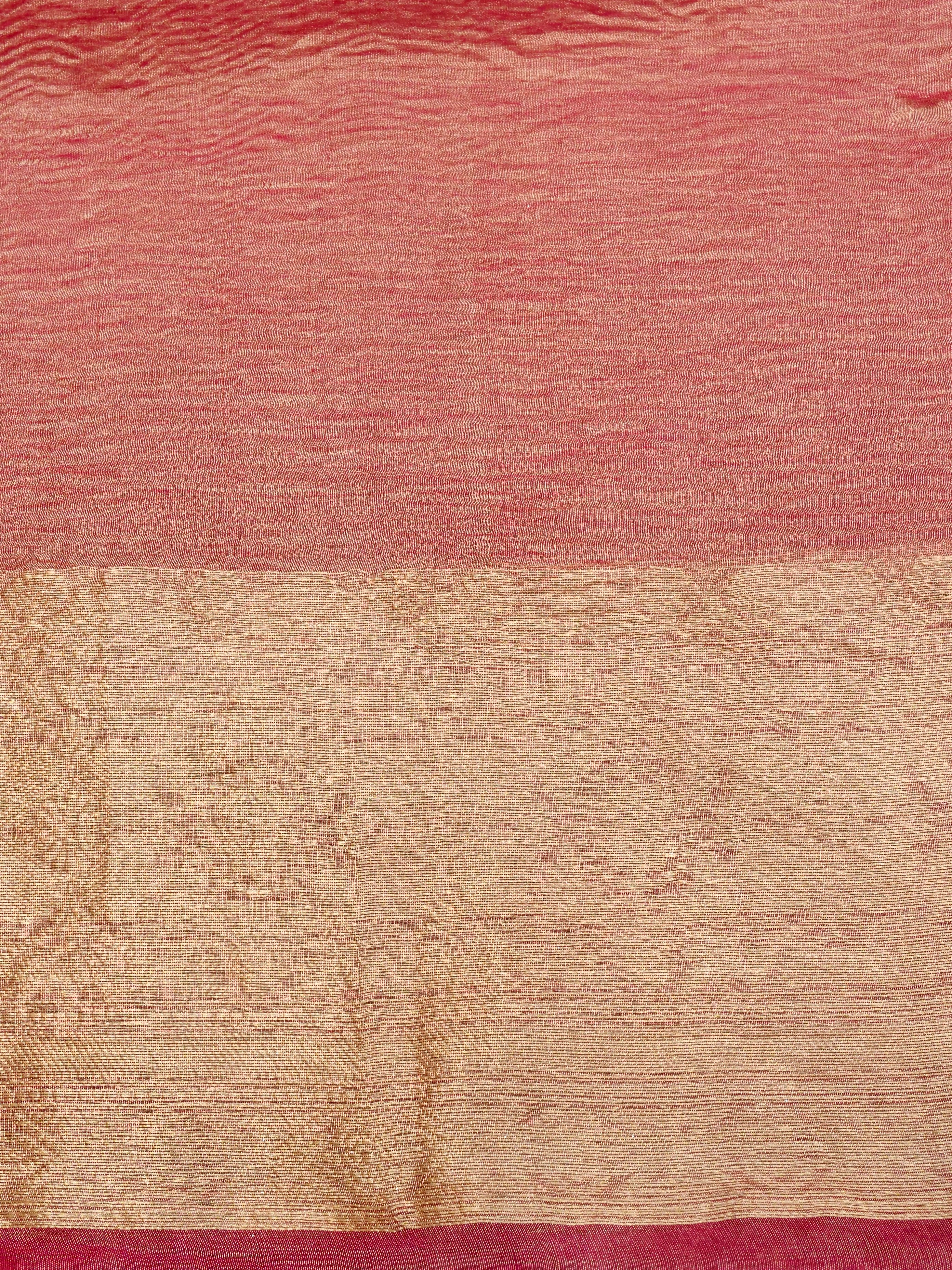 Pink Pure Crush Tissue Silk Banarasi Saree with Embellished Border