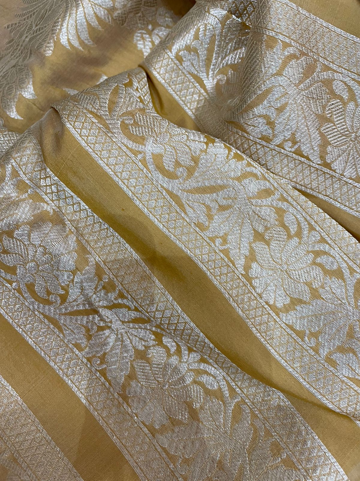 Vibha Golden Handwoven Pure Silk Banarasi Lehenga Panels