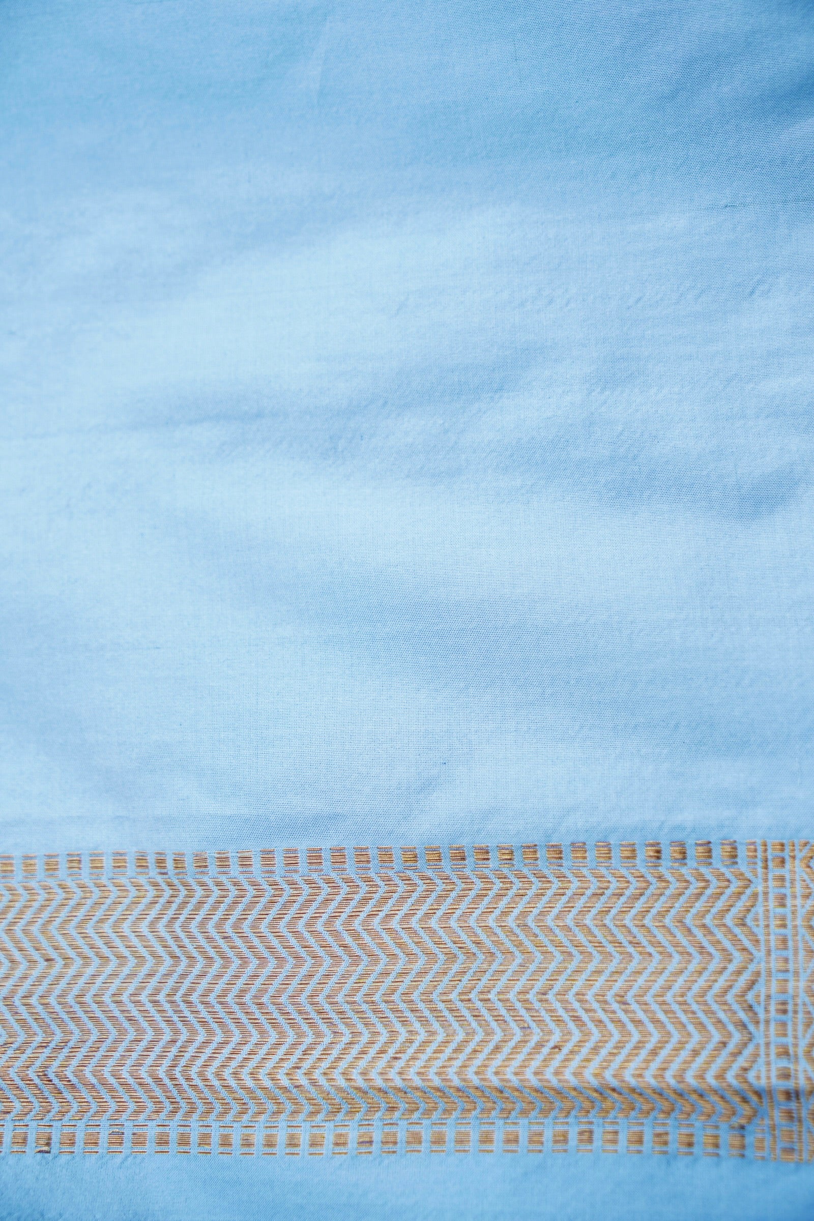 Powder Blue Handwoven Pure Kataan Silk Shikaargah Benarasi Saree