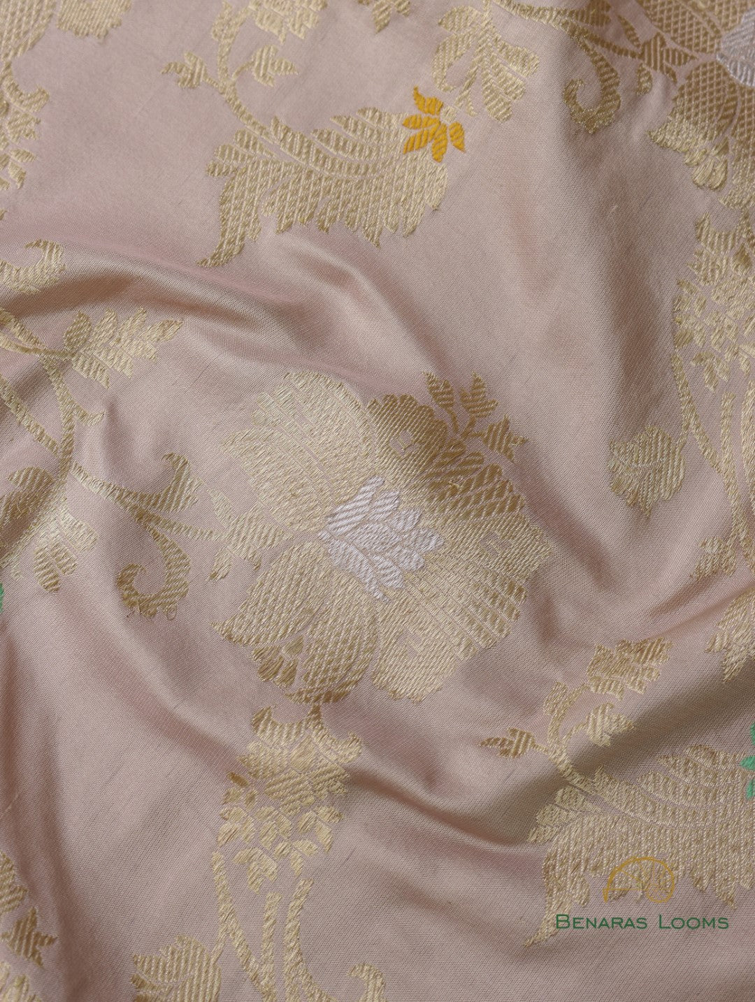 Beige Handloom Kataan Silk Jangla Banarasi Saree