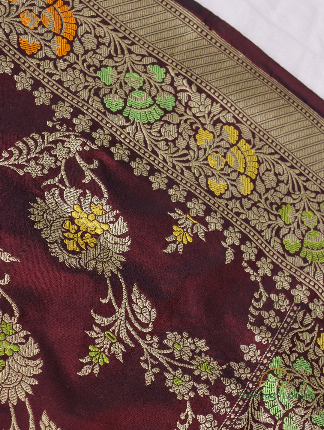 Maroon Handloom Kataan Silk Kadhua Jangla Banarasi Saree