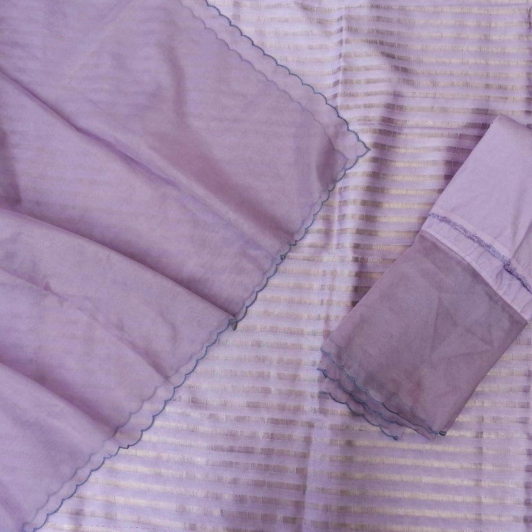 Lavender Pure Silk Banarasi Tissue Unstitched Suit Fabric