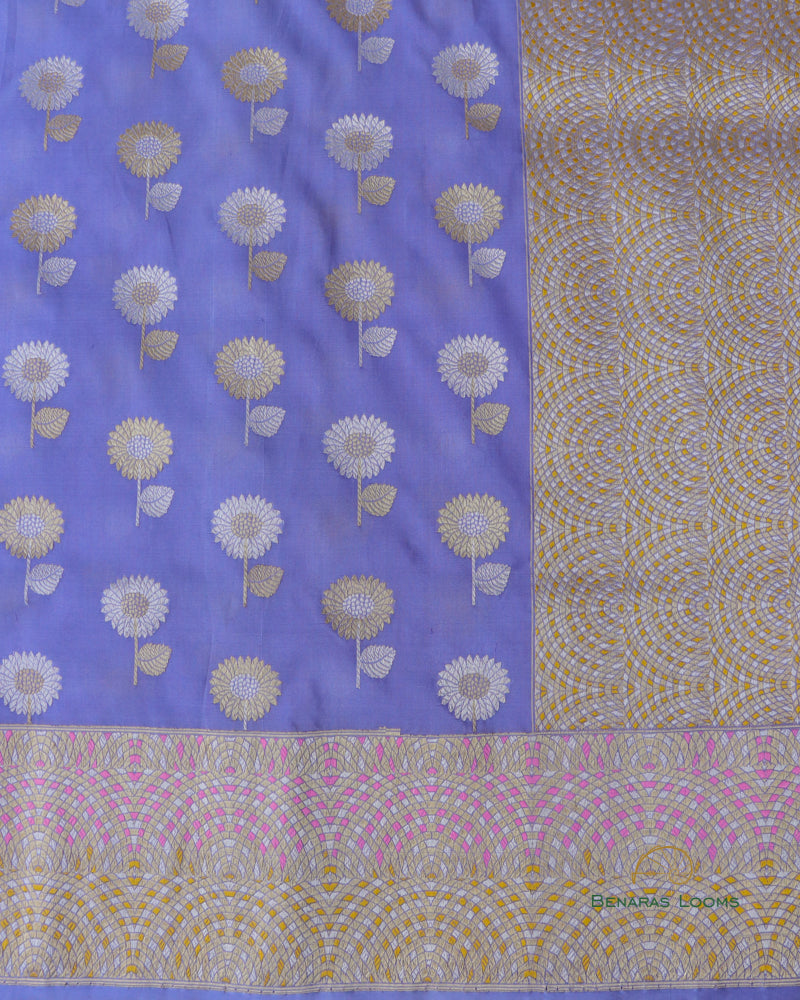 Periwinkle Handloom Kataan Kadhua Banarasi Saree