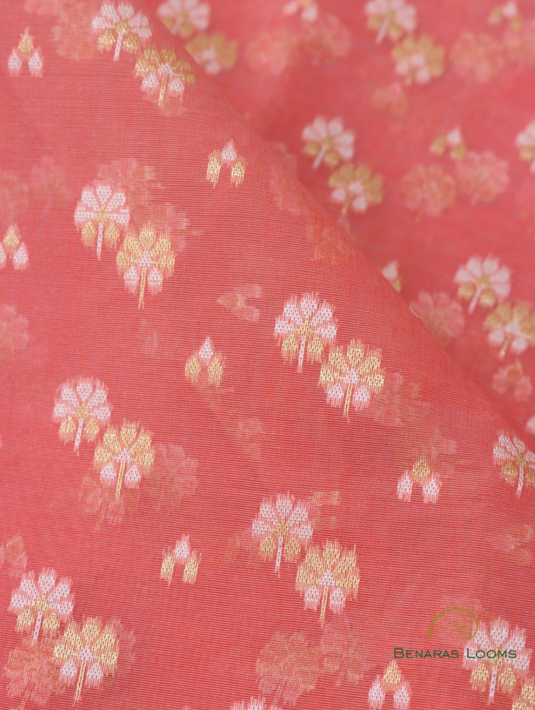 Peach Handloom Cotton Butidar Banarasi Saree