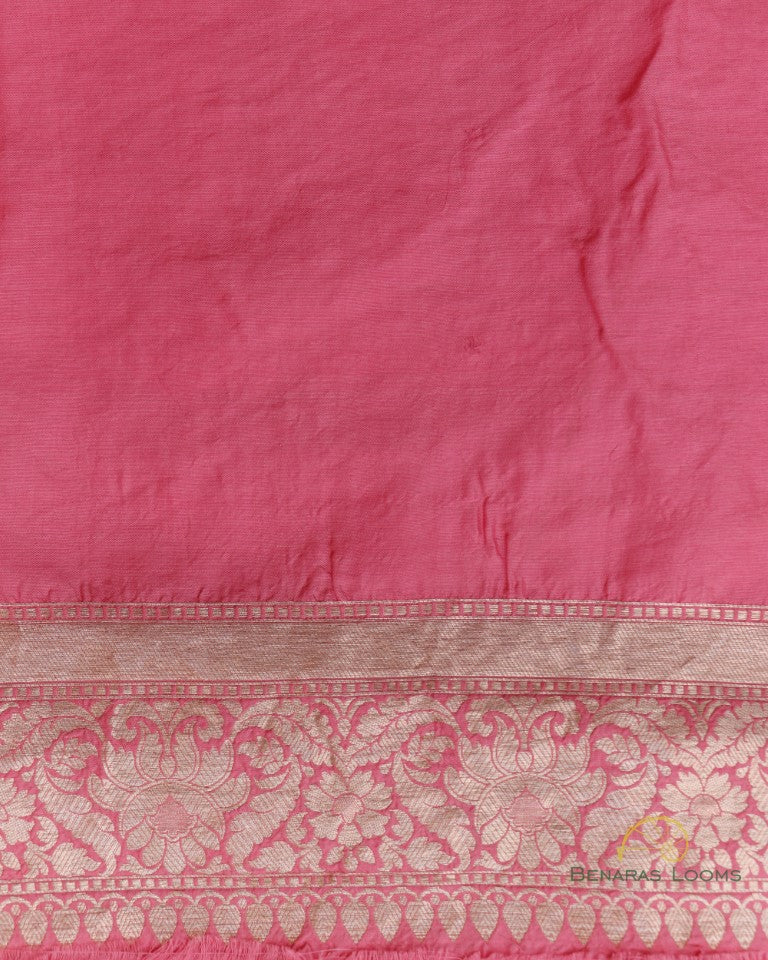 Pink Handwoven Pure Kataan silk Jangla Banarasi Saree