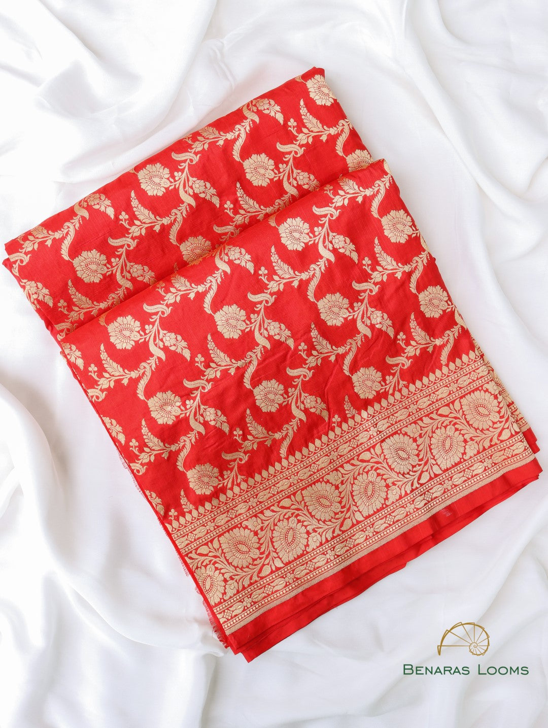 Red Handloom Pure Silk Kadhua Jangla Banarasi Saree