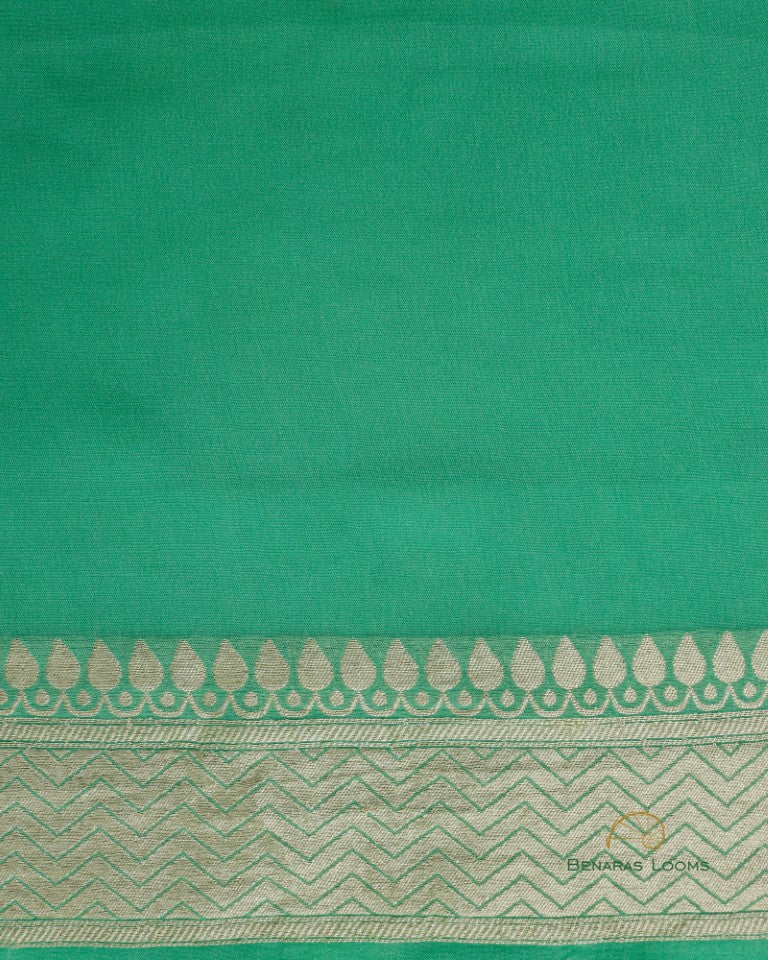 Green Handloom Georgette Jaal Banarasi Saree