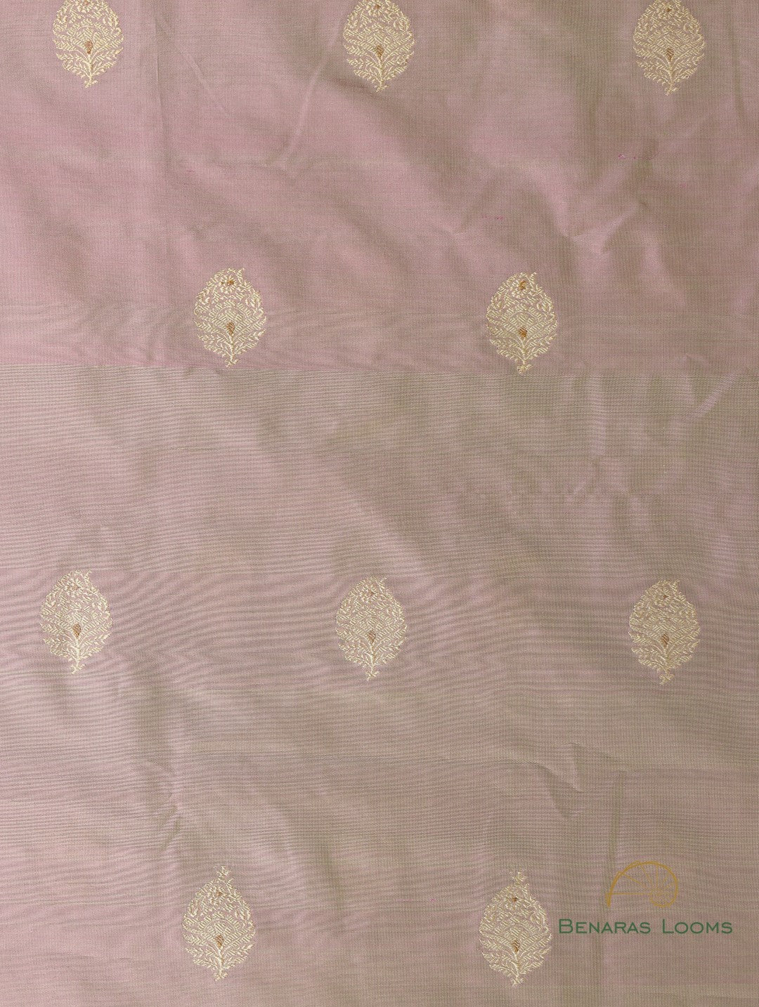 Mauve Handwoven Pure Silk Buti Banarasi Fabric