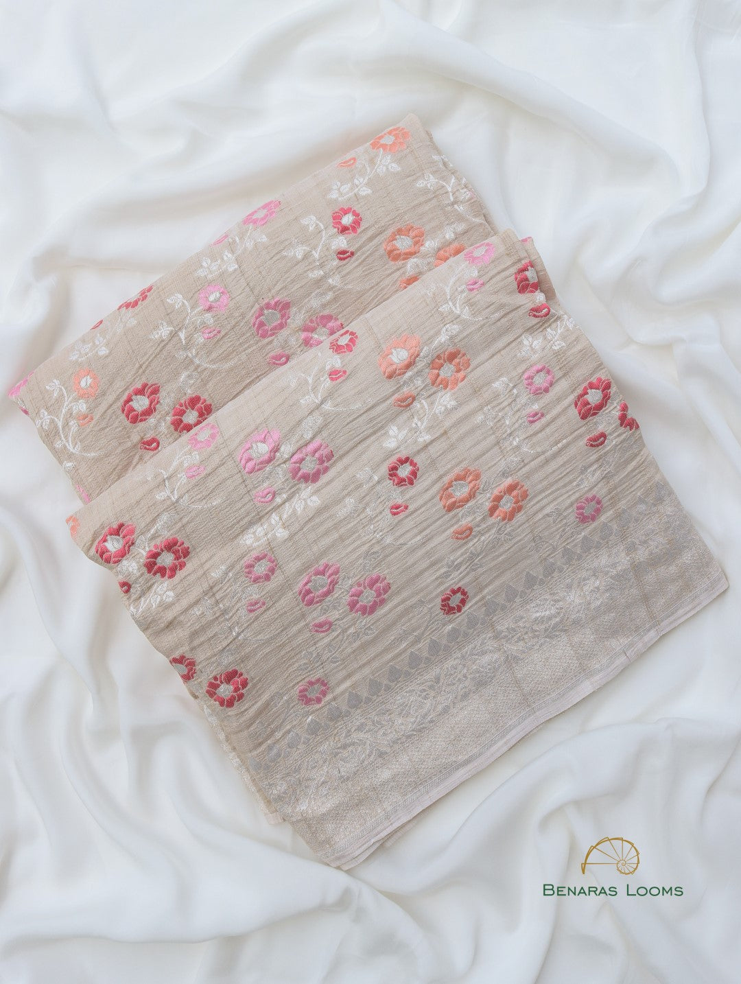 Handwoven Pure Tussar Silk Banarasi Saree with Meenakari