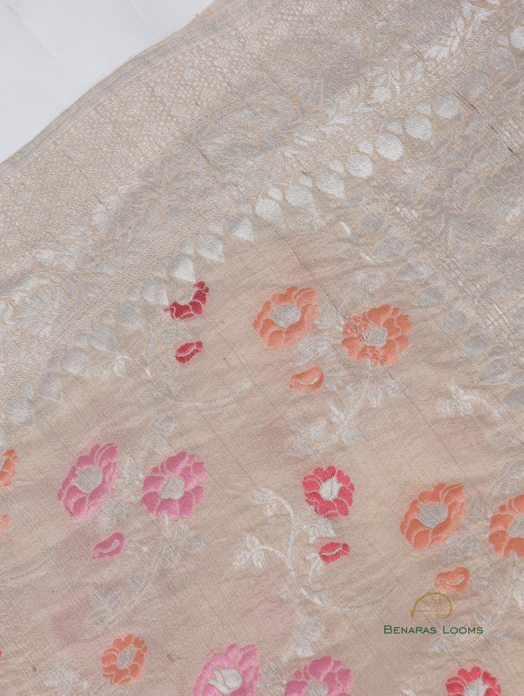 Handwoven Pure Tussar Silk Banarasi Saree with Meenakari