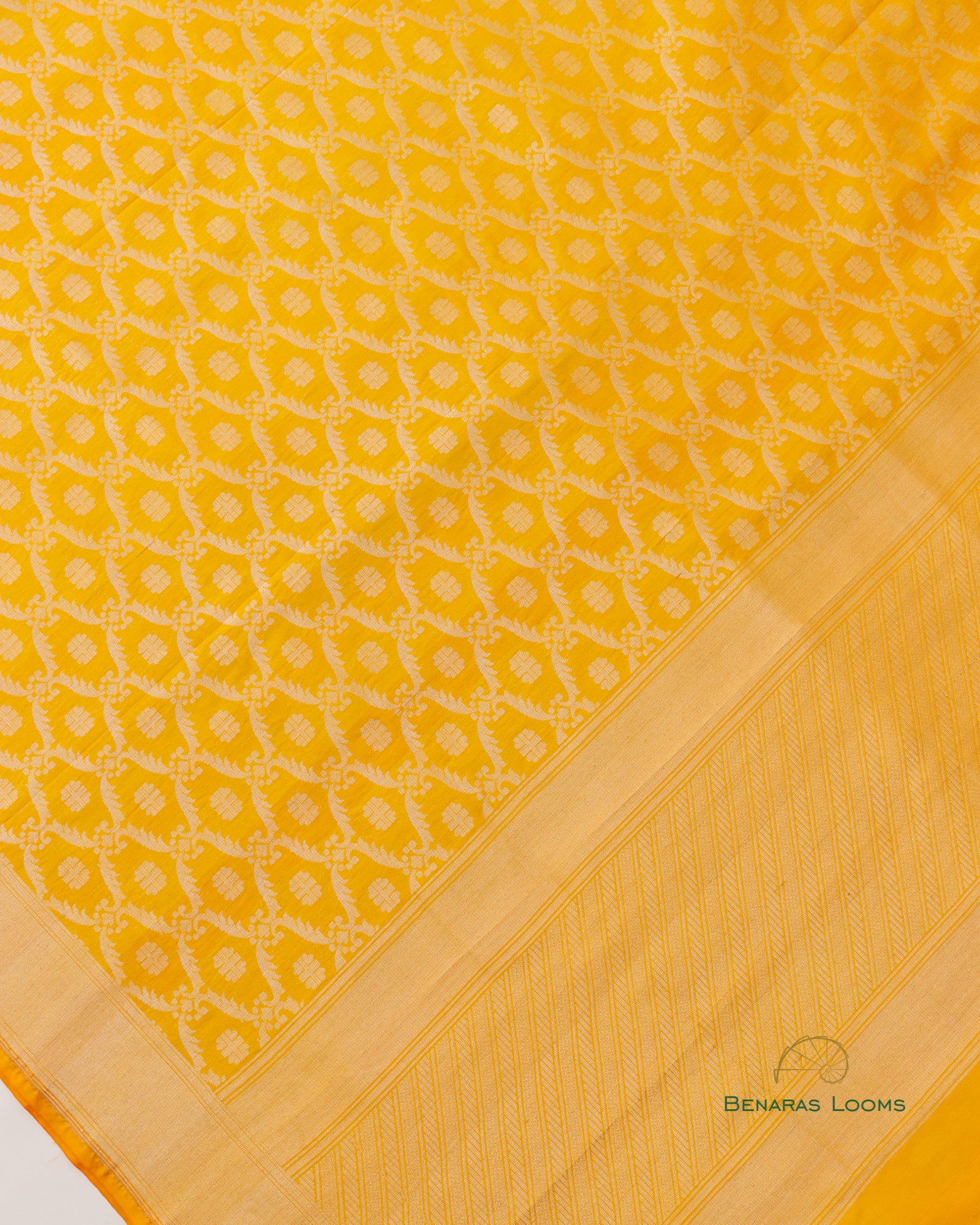 Yellow Handwoven Kataan Silk Benarasi Dupatta