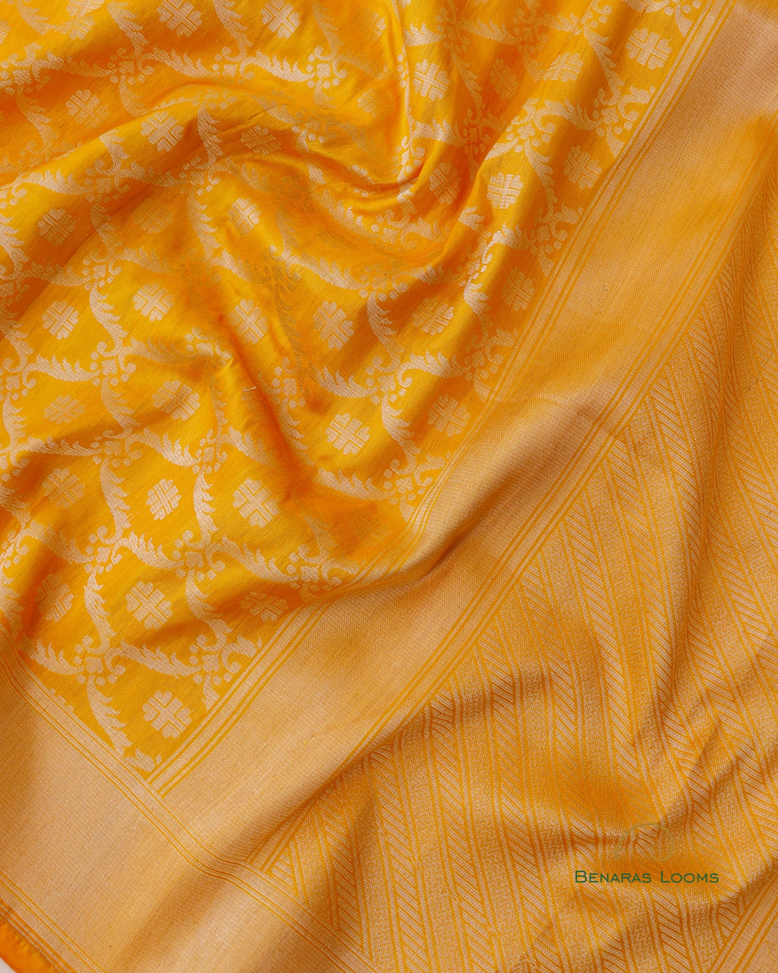 Yellow Handwoven Kataan Silk Benarasi Dupatta