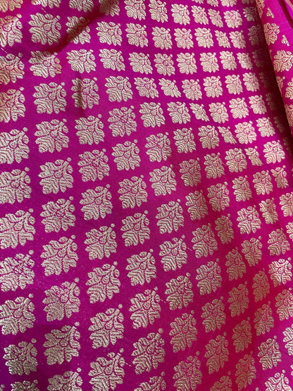Rhea Pink Handwoven Pure Kataan Silk Banarasi Lehenga