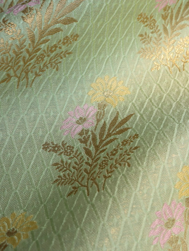 Green Floral Banarasi Fabric