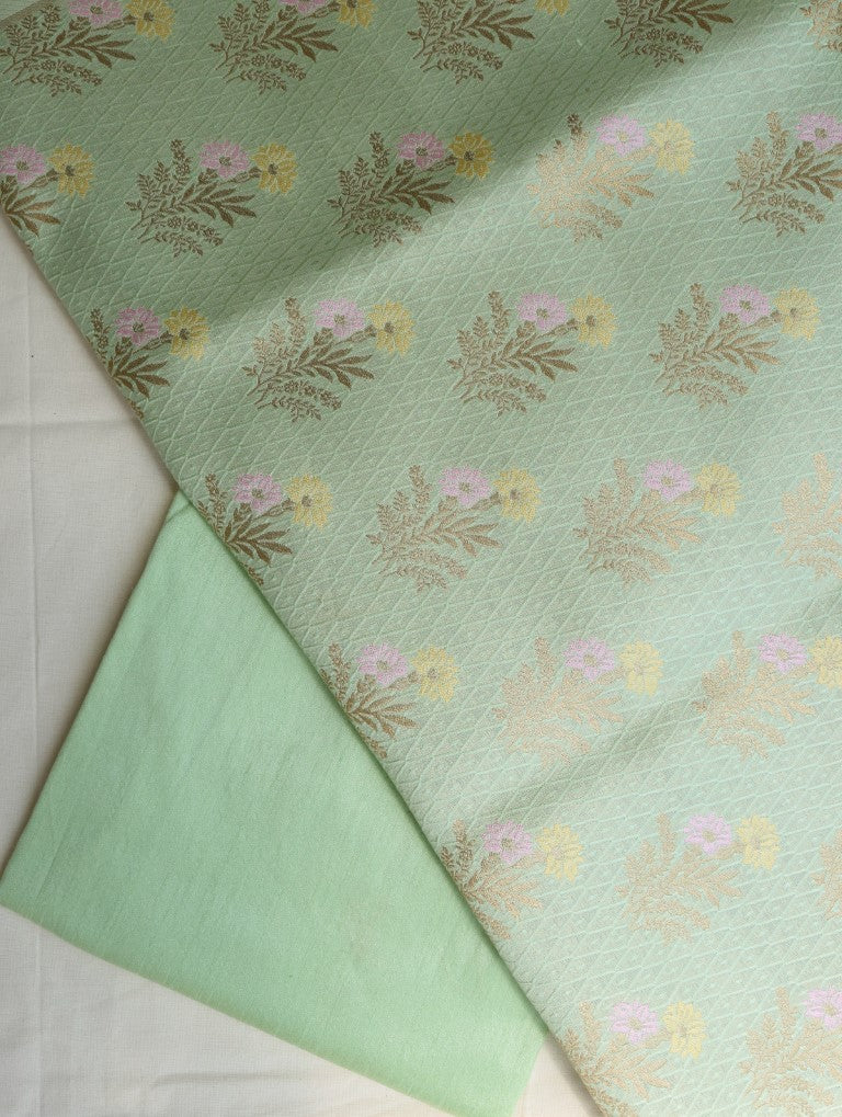 Green Floral Banarasi Fabric