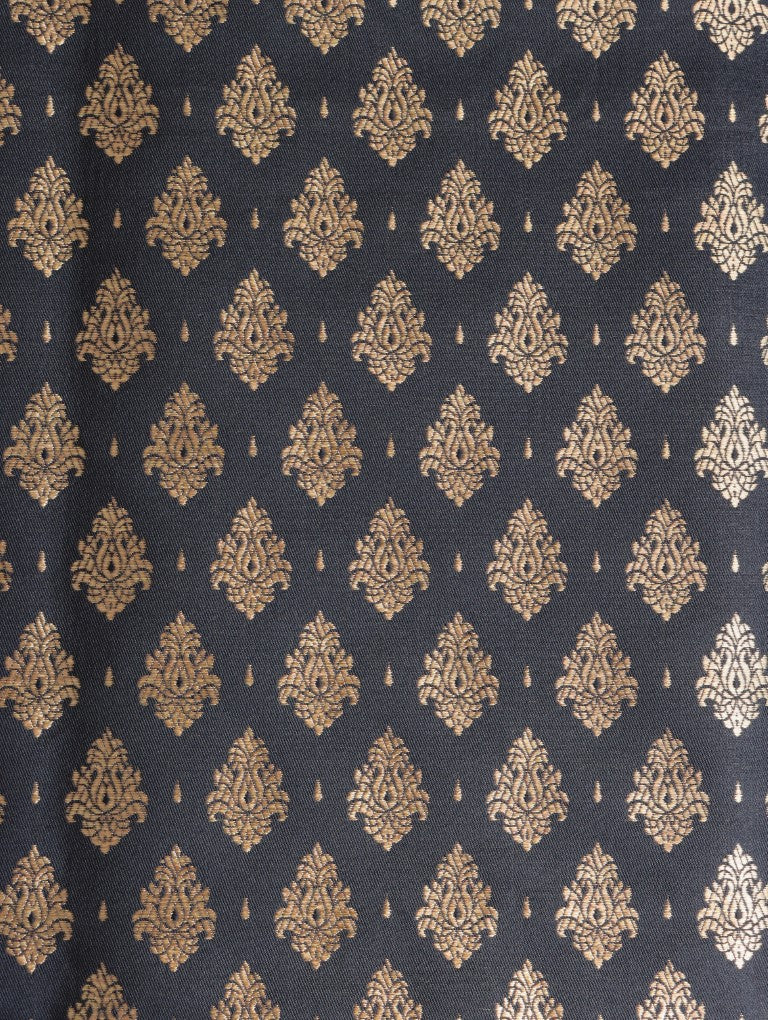 Black and Gold Banarasi Fabric