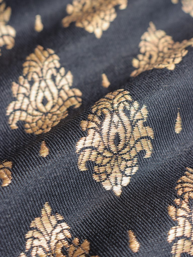 Black and Gold Banarasi Fabric