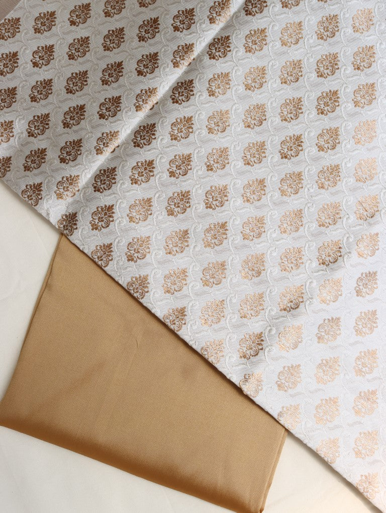 Cream Gold Banarasi Silk Fabric