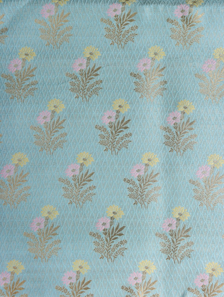 Blue Floral Banarasi Fabric