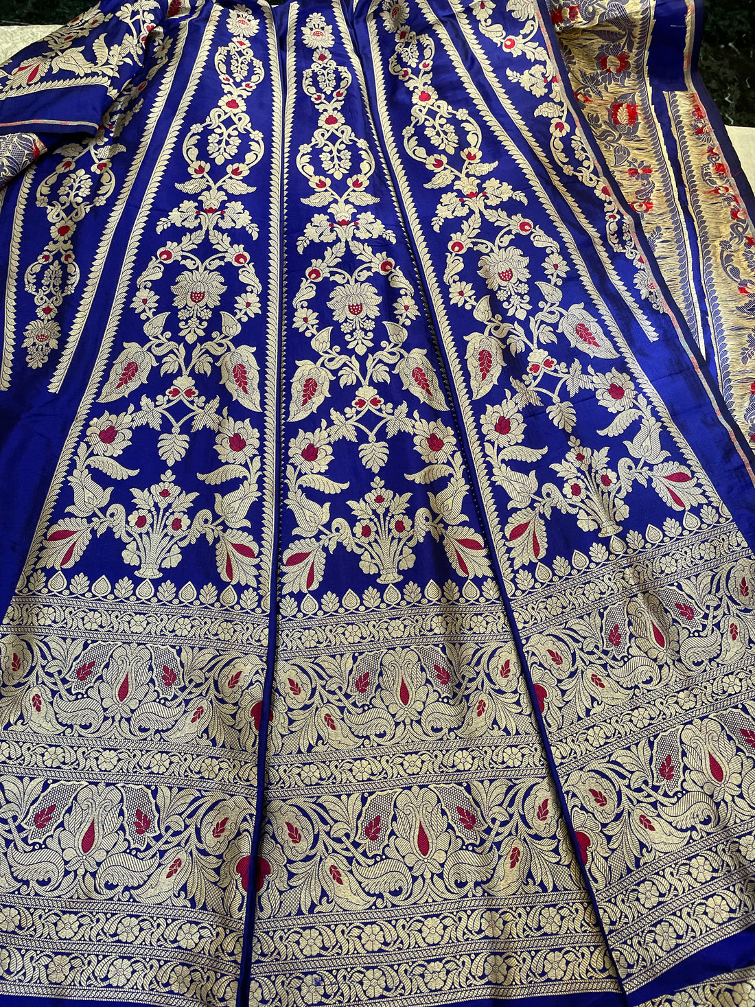 Chhavi Blue Handwoven Pure Silk Banarasi Lehenga